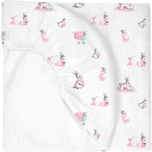 Deux Lapins %100 Pamuk Bébé Lapin Rose Lastikli Müslin Bebek Çarşafı