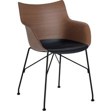 Kartell Q/wood Ahşap Kollu Kahverengi Siyah Sandalye