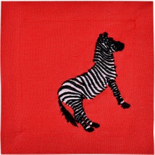 Ge Living Zebra Desenli Kırmızı 2'li Keten Kokteyl Peçetesi 15X15 cm