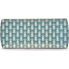 Pozzi Milano Liberty Çiçek Mavi Desenli Porselen Sunumluk 35 cm