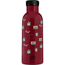 Mamawata Retro Hit Bordo Çelik Pipetli Çocuk Termos Suluk 470 ml