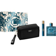 Versace Eros Edt Parfüm 100 ml + Seyahat Boy Parfüm 10 ml + Çanta Edt Erkek Parfüm Seti