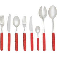 Neva Posateria Creativa Intreccio Rosso 74 Parça Çatal Bıçak Kaşık Seti