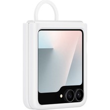Samsung Galaxy Z Flip Fe Yüzüklü Beyaz Silikon Telefon Kılıfı