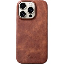 Roarcraft iPhone 16 Logo Detaylı Tobacco Deri Telefon Kılıfı