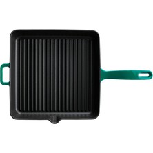 Voeux Kitchenware Profond Turkuaz Döküm Kare Izgara Tava 25 cm