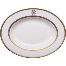 Roberto Cavalli Silk Gold Beyaz Porselen Oval Servis Tabağı 23 cm