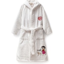 Maya & Luca Beyaz Heidi Nakışlı Pamuklu Kız Çocuk Bornoz