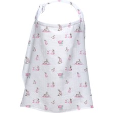 Deux Lapins %100 Pamuk Bébé Lapin Rose Müslin Bebek Emzirme Önlüğü