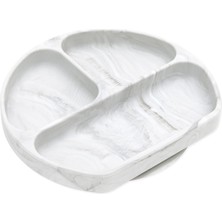 Bumkins Marble Gri Silikon Vakumlu Tabak