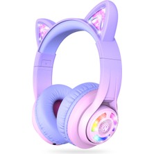 iClever BTH13 Pembe Gradyan Kedi Kulaklı Unisex Çocuk Kulak Üstü Bluetooth Kulaklık
