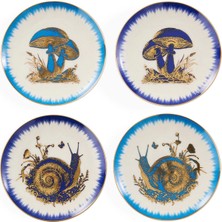 Jonathan Adler Botanist Çok Renkli Seramik 4lü Bardak Altlığı Set