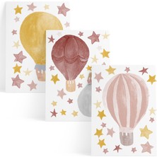 Pop By Gaea Suluboya Balon ve Yıldız Bordo Duvar Stickerı
