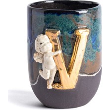 Moon Art Ceramic Angel V Harfli Antik Seramik Kupa
