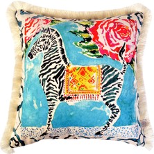 Ge Living Zebra Desenli Kadife Dekoratif Kırlent Kılıfı 45 x 45 cm