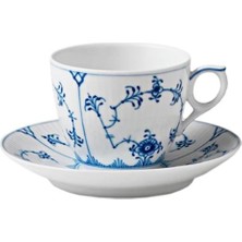 Royal Copenhagen Blue Fluted Plain Porselen Kahve Fincanı ve Tabağı
