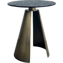 Lucenti Design Herse Sarı Eskitme Metal Ayak Bronz Cam Yan Sehpa