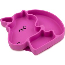 Bumkins Unicorn Tasarımlı Fuşya Silikon Vakumlu Bebek Mama Tabağı