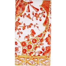 Caspari Gilded Porcelain Coral Guest Towel Desenli 15'li Servis Peçetesi Seti