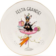 Un Poco Grande Festa Altın Kaplamalı Porselen Tatlı Tabağı 21 cm