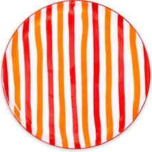 The Mia Joy Kırmızı Çizgili Seramik Servis Tabağı 30 cm