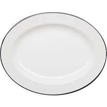 Roberto Cavalli Lizzard Platin Yılan Derisi Desenli Porselen Oval Servis Tabağı 36 cm