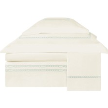 Valeron Maillon Mint Işlemeli Pamuk Saten Super King Size Nevresim Takımı 260 x 240 cm