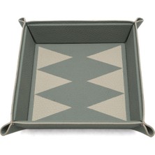 Madame Malachite Videpoche Backgammon Kare Vizon Krem Deri Tepsi
