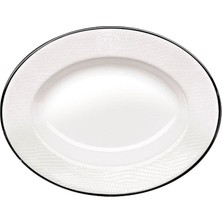 Roberto Cavalli Lizzard Platin Yılan Derisi Desenli Porselen Oval Servis Tabağı 23 cm