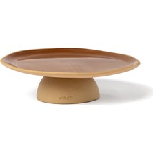 Masuma Ceramics Mocha Seramik Ayaklı Orta Boy Sunum Tabağı 22 cm