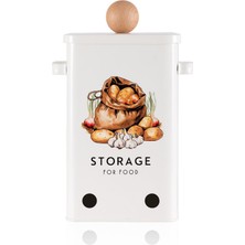 The Mia Storage Desenli Beyaz Metal Patates Soğan Kabı