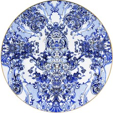 Roberto Cavalli Azulejos Mavi Beyaz Desenli Porselen Servis Tabağı ve Supla 32 cm