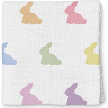 Deux Lapins %100 Pamuk Rainbow Lapin Müslin Bebek Bakım Örtüsü 100 x 100 cm