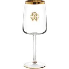 Roberto Cavalli New Monogram Gold Altın Dekorlu Kristal Şarap Kadehi