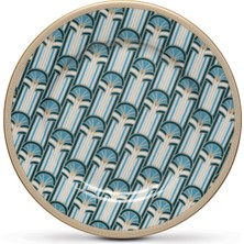 Pozzi Milano Liberty Geometrik Desenli Porselen Pasta Tabağı 19,5 cm