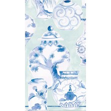 Caspari Glazed Porcelain Celadon Paper Linen Guest Towel Desenli 12'li Servis Peçetesi Seti