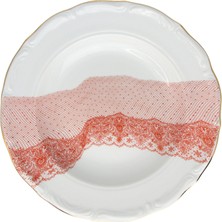 Gorgo Iruka Volante Dentelle Kırmızı Porselen Çukur Tabak 22 cm