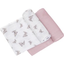 Deux Lapins Iconique Lapin ve Innocent Pink 2’li Müslin Bebek Örtüsü 100 x 100 cm