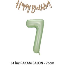 Lotus Party 7 Yaş Yeşil Renk Rakam Balon - Kraft Renk Happy Birthday Kaligrafi Banner - Kraft Banner Rakam Set