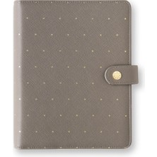 Chapters Moon Polka Gri Deri Kapak Spiralli A5 Haftalık Planlayıcı