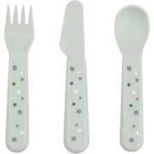 Done By Deer Happy Dots Yeşil Unisex Çocuk Çatal Kaşık ve Bıçak Seti