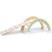 Simre Kids Montessori Pikler Gökkuşağı Pastel Renkler Ahşap Merdiven Rampalı Aktivite Tırmanma Seti