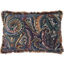 Saloni Persia Lacivert Dokuma Kumaş Püsküllü Kırlent 35 x 50 cm