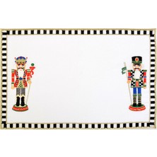 Ge Living Nutcracker Kurşun Asker Desenli 2'li Keten Amerikan Servis