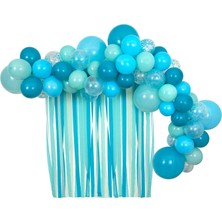 Meri Meri Mavi Balonlar ve Püsküller Parti Seti