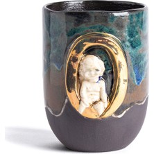Moon Art Ceramic Angel O Harfli Antik Seramik Kupa