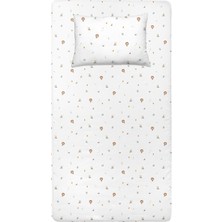 Casadora Baby Simba Beyaz Pamuk Saten Çocuk Lastikli Çarşaf ve Yastık Kılıfı Seti 100 x 200 + 50 x 70 cm