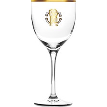 Roberto Cavalli Monogram Gold Altın Dekorlu Kristal Şarap Kadehi
