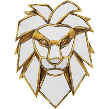 Kare Design Lion Altın Rengi Dekoratif Duvar Aynası