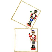 Ge Living Dekoratif Nutcracker Kurşun Asker Desenli Keten 2'li Kokteyl Peçetesi
